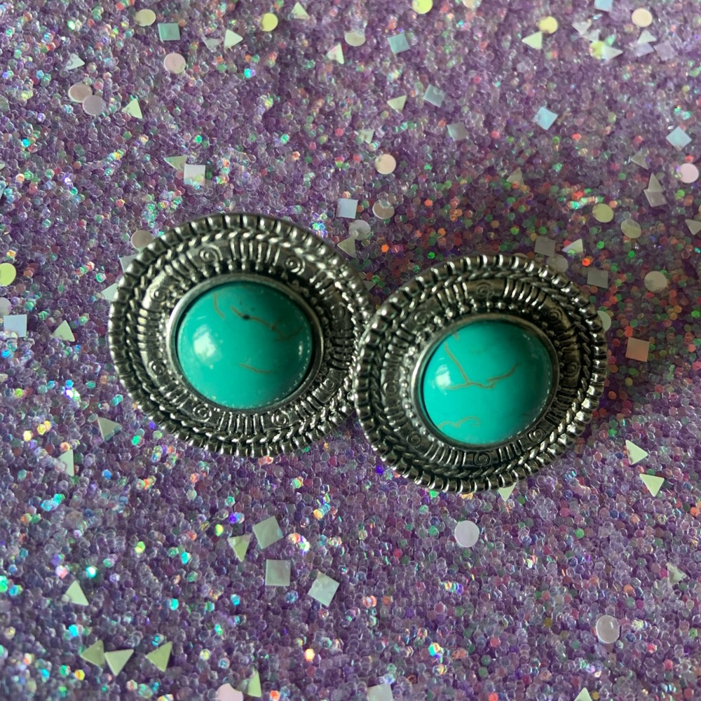 Turquoise and silver stud earrings